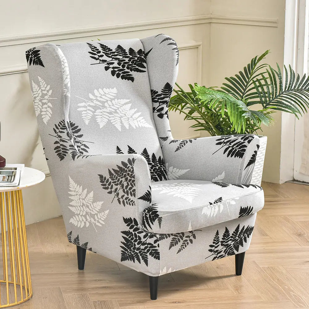 Pastoral Style Wing Chair Cover Stretch Spandex Armchair Covers Slipcovers With Seat Cushion Covers Crfatop %sku%