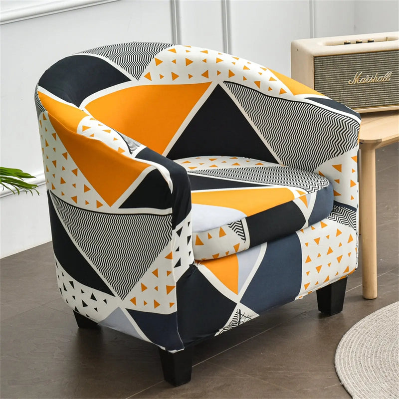 Printed Club Chair Slipcover Stretch Spandex Armchair Sofa Non-slip Cover Top Level Crfatop %sku%