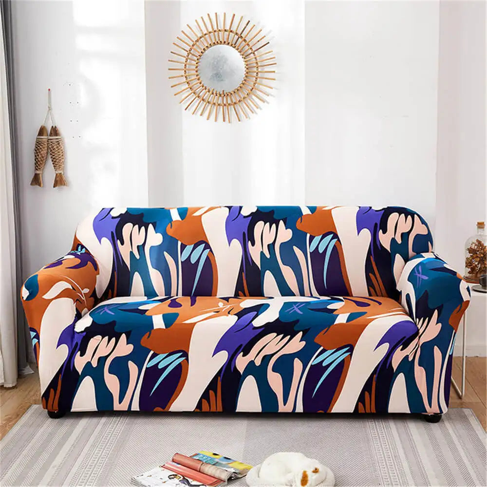 Printing Loveseat Slipcover One-piece 3-seater Sofa Cover Crfatop %sku%