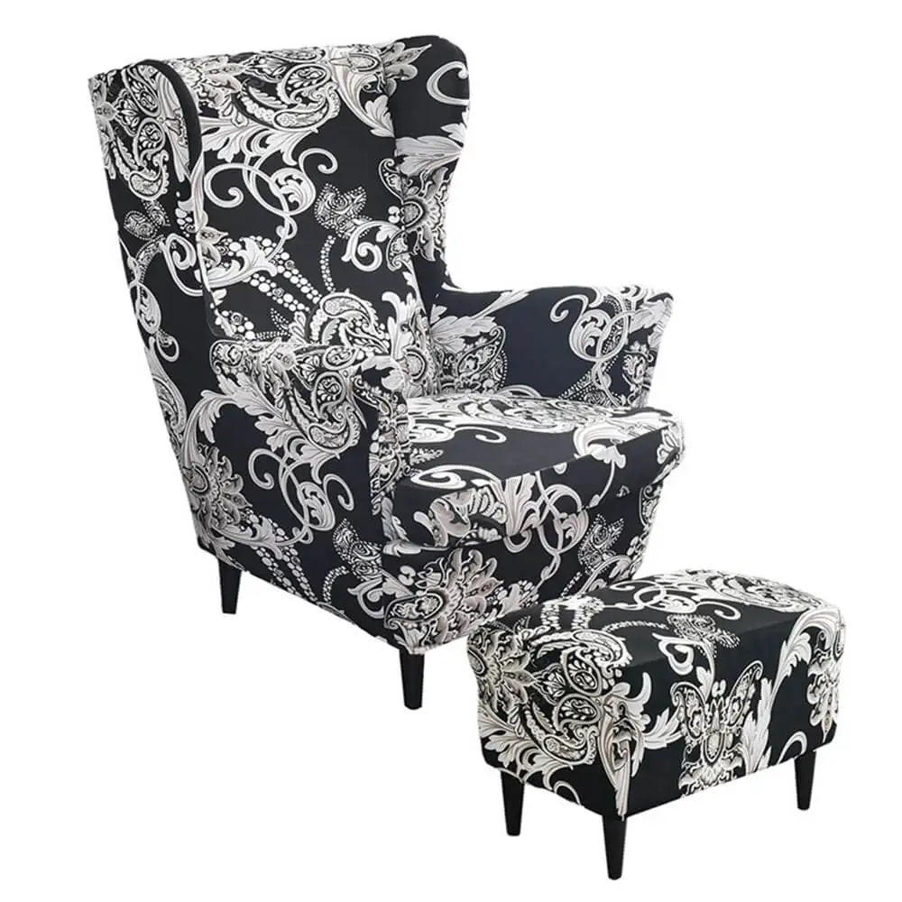 Retro Floral Slipcover for Wing Chair & Ottoman Crfatop %sku%