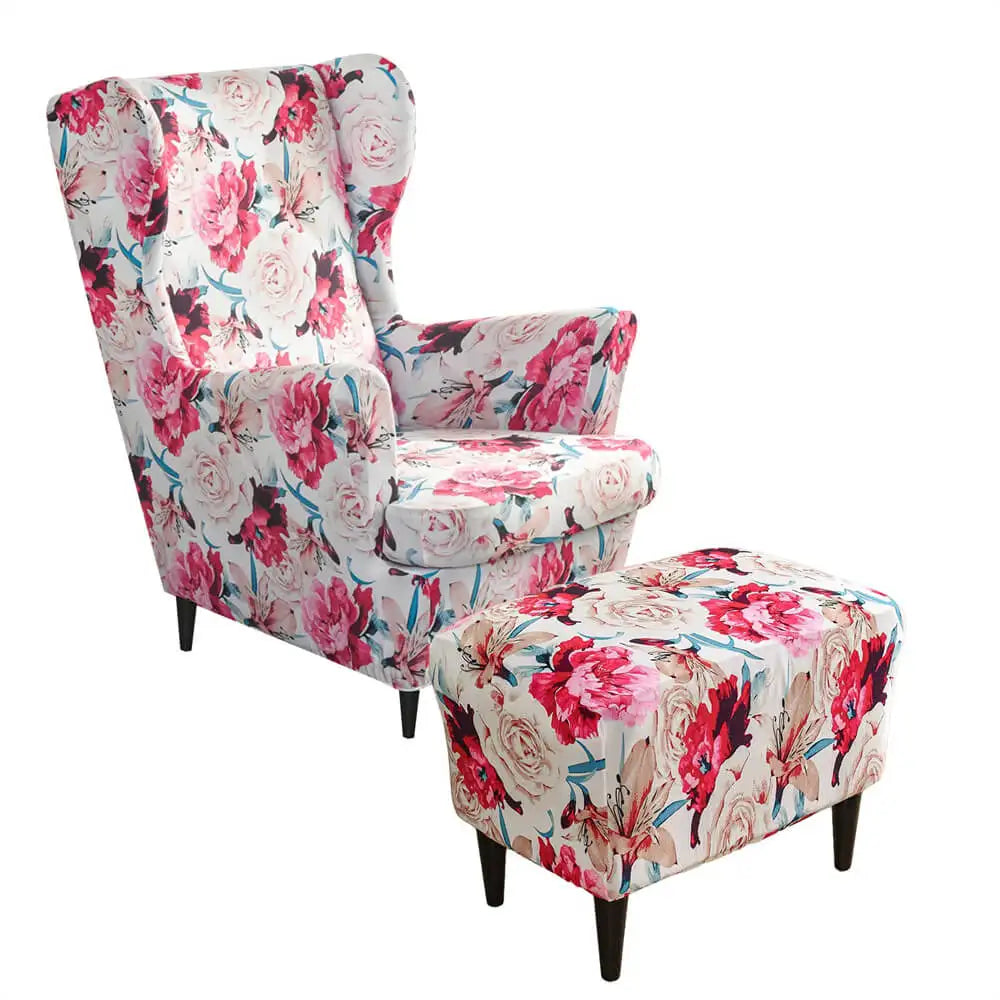 Retro Floral Slipcover for Wing Chair & Ottoman Crfatop %sku%