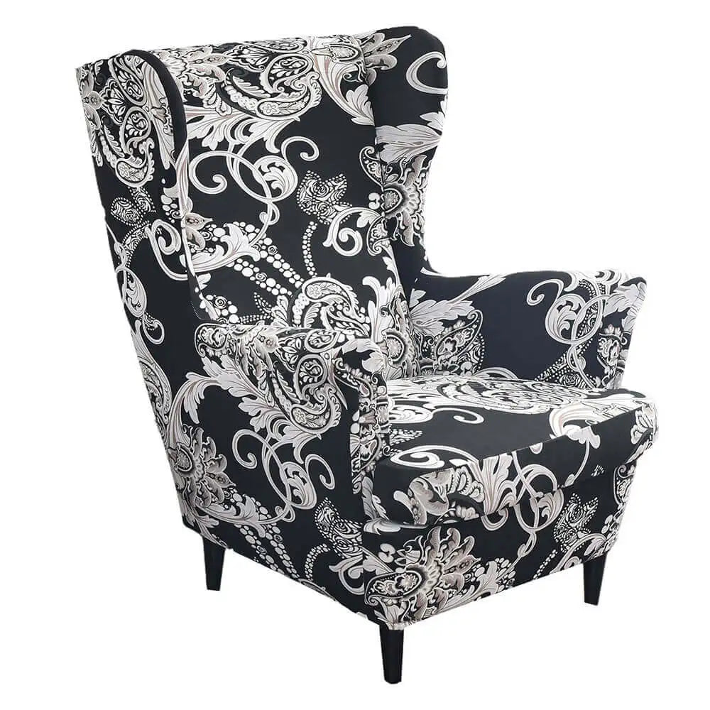 Retro Floral Wingback Chair Slipcover Stretch 1 Set of 2 Arm Chair Slipcover Crfatop %sku%