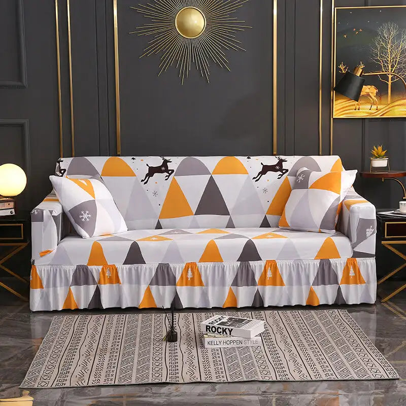 Skirted Couch Cover Stretch One-piece Sofa Slipcover With Size S/M/L/XL Crfatop %sku%