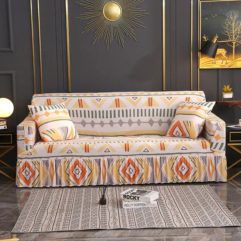 Skirted Couch Cover Stretch One-piece Sofa Slipcover With Size S/M/L/XL Crfatop %sku%