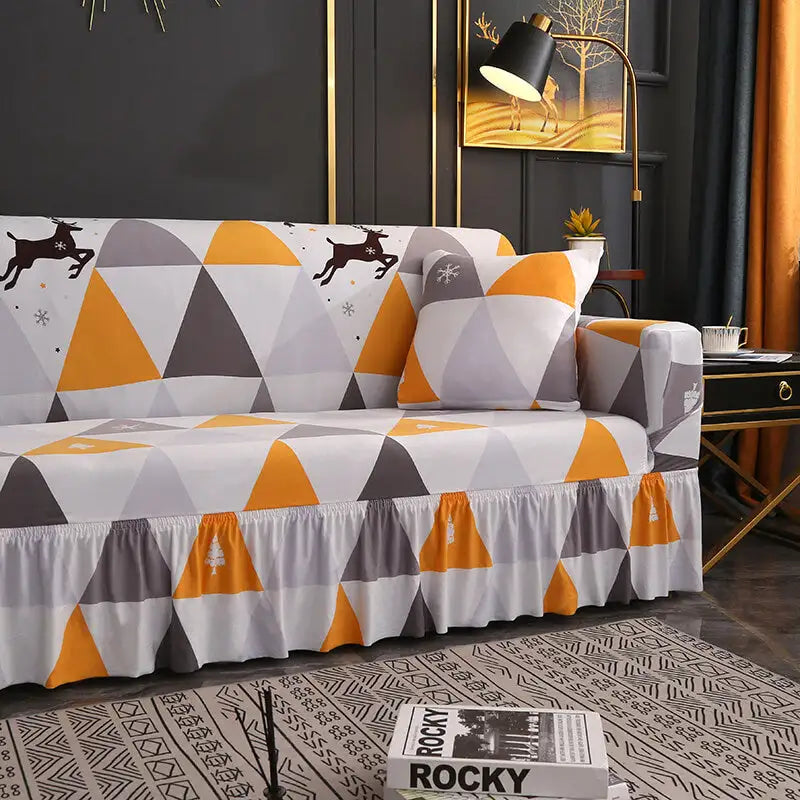 Skirted Couch Cover Stretch One-piece Sofa Slipcover With Size S/M/L/XL Crfatop %sku%