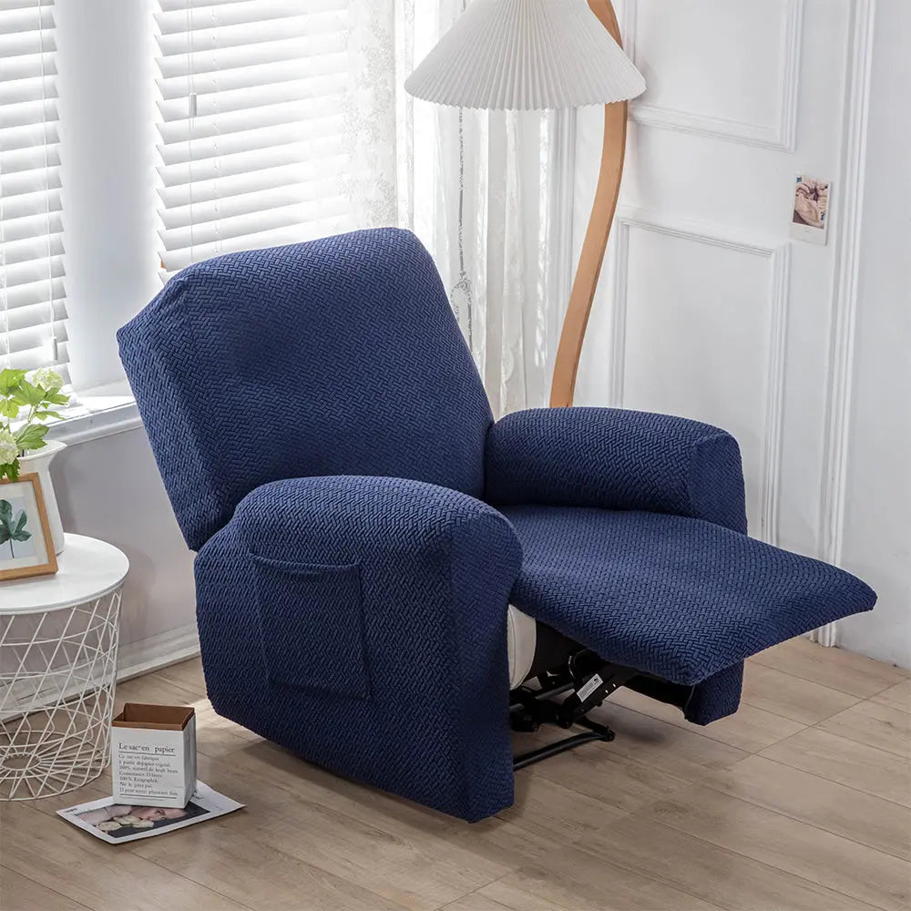 4 Pieces Recliner Slipcovers-Blue