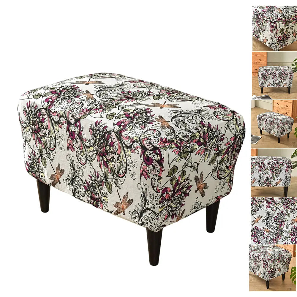 Stretch Box Cushion Ottoman Slipcover Printed Decro-friendly Color Footstool Sofa Slipcover Crfatop %sku%