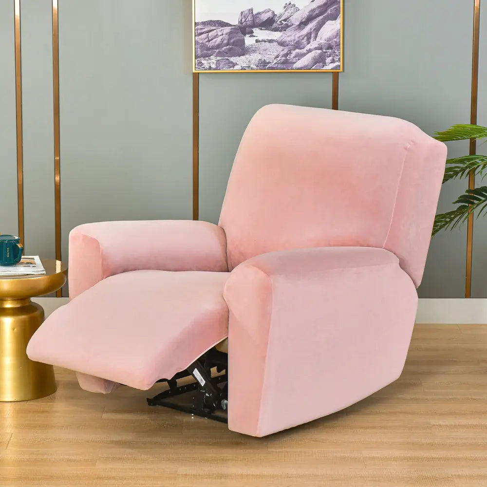 Stretch Velvet Recliner Couch Cover 4-Piece Pink Recliner Chair Couch Cover RC0013 Crfatop %sku%