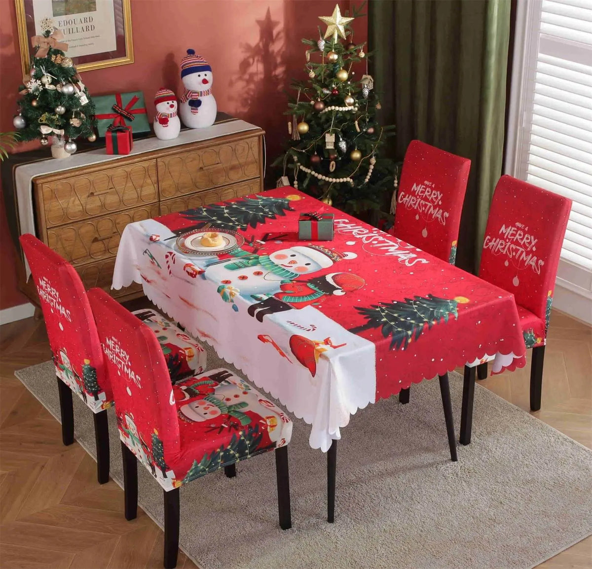 Tablecloth & Stretchable Dining Chair Covers Christmas Decor Crfatop %sku%