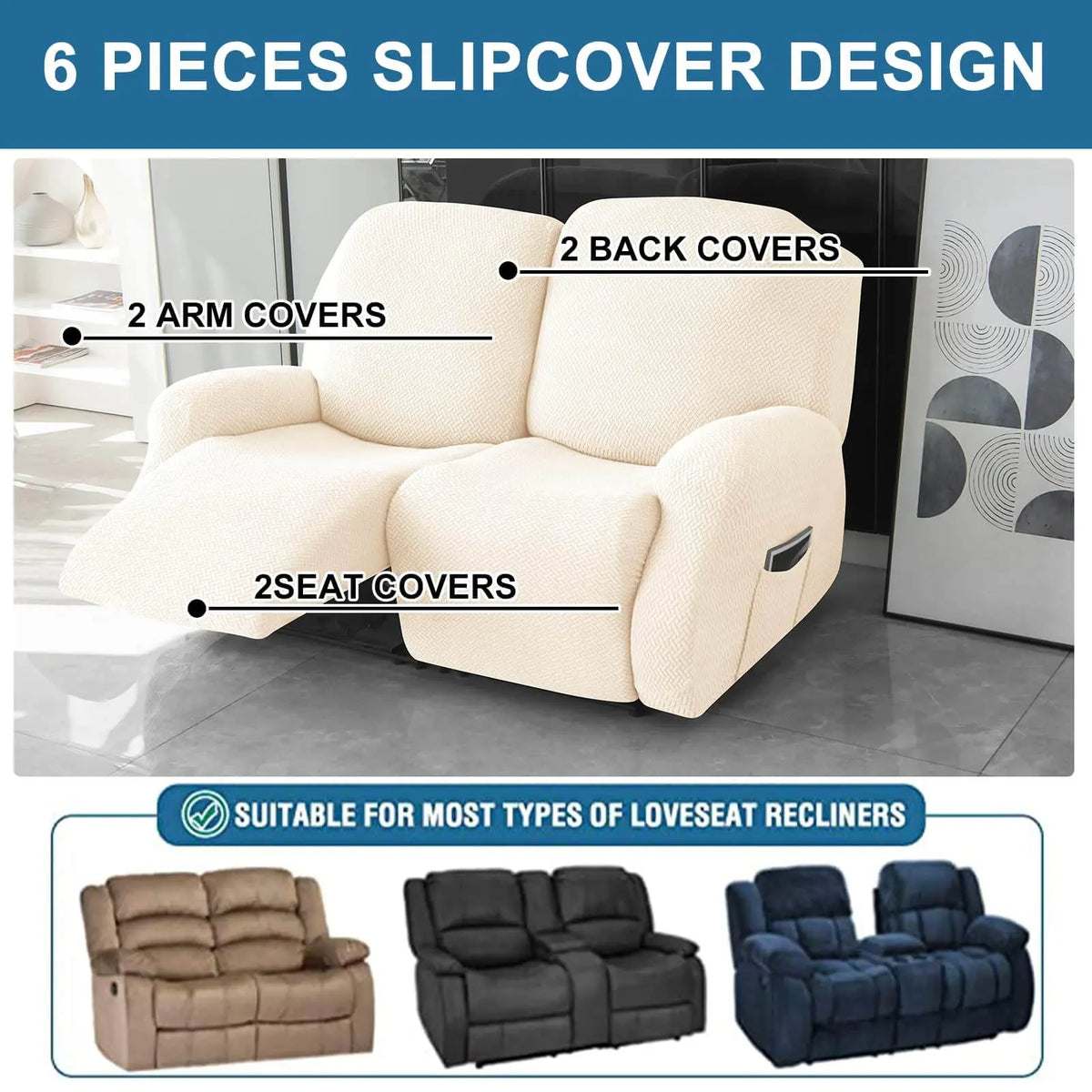 Textured Grid Loveseat Recliner Cover Double Recliner Couch Cover Crfatop %sku%