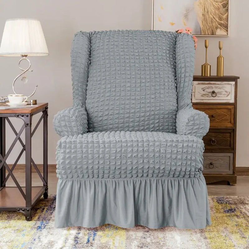 Twill Ruffled Wing Chair Slipcover Skirted Style Chair Protector Crfatop %sku%