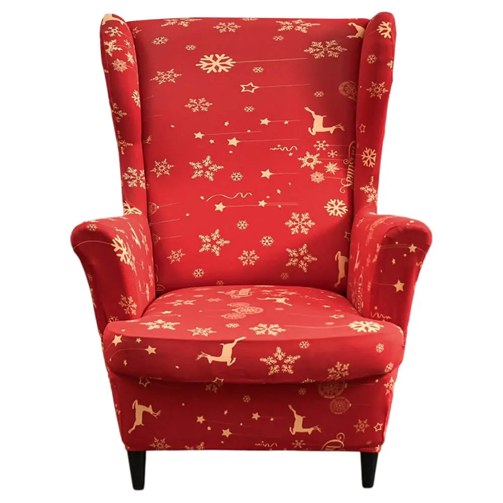 Vintage Jacquard Wingback Chair Cover - Luxury Blue Crfatop %sku%