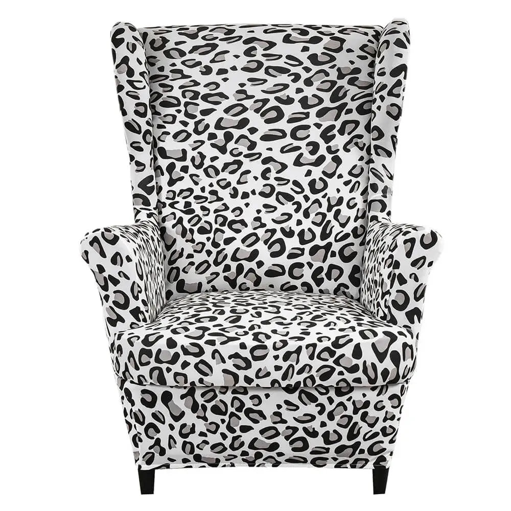 Vintage Jacquard Wingback Chair Cover - Luxury Blue Crfatop %sku%
