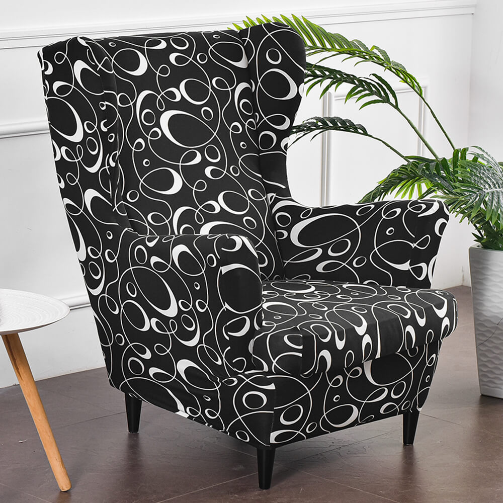 Luxury 2-Piece Wingback Chair Slipcover Jacquard Couch Cover WB0020 Crfatop %sku%