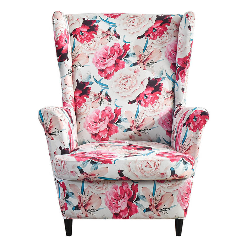 Pretty 2-Piece Wingback Chair Cover Super Stretch Soft Slipcover Sofa Cover with Elastic Bottom Crfatop %sku%