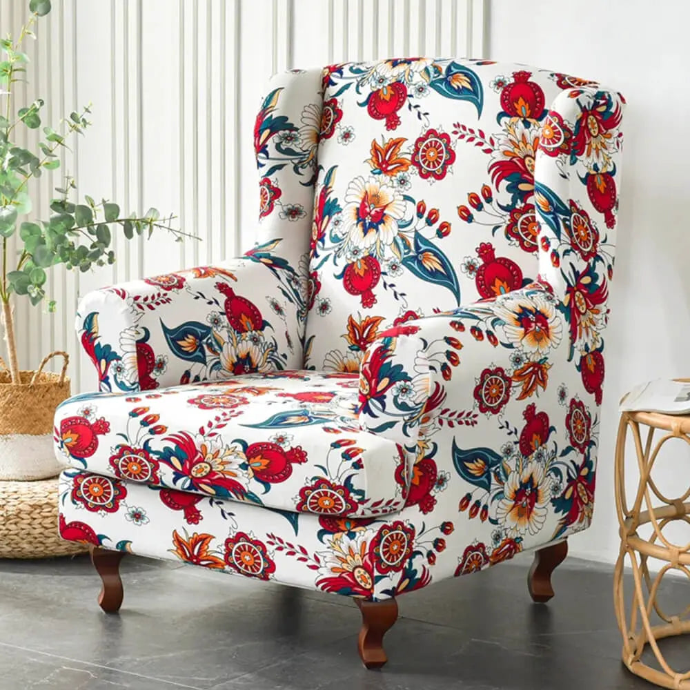 Upgraded 2-piece Printed Wingback Slipcover Crfatop %sku%