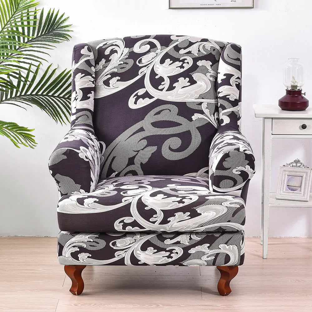 2 Pieces Wingback Chair Cover with Tcushion Chair Slipcovers Crfatop
