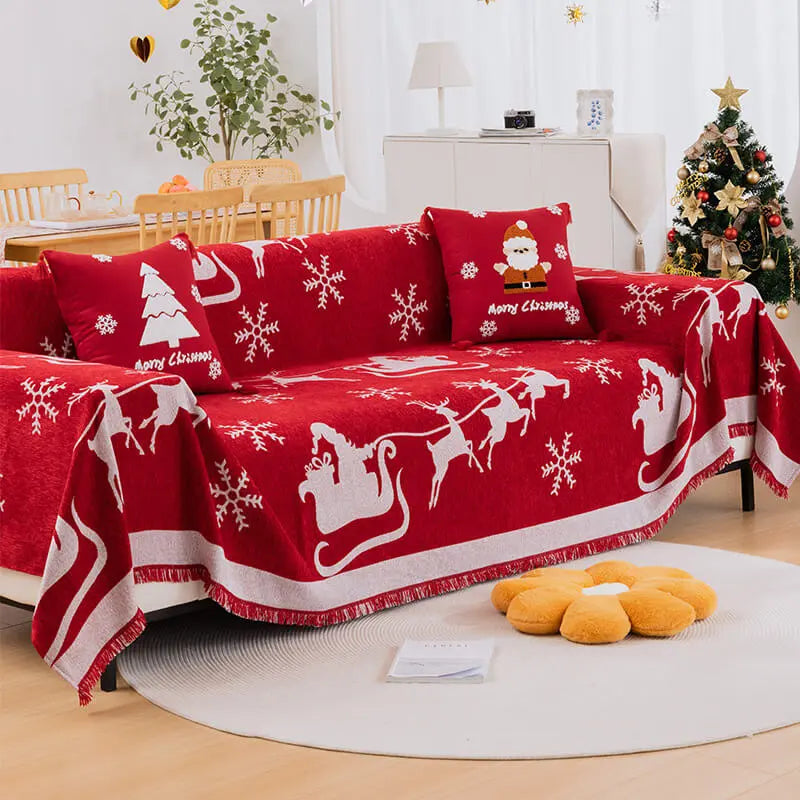Crfatop 1 Pc Christmas Sofa Slipcover Throw Furniture Cover 180-200cm-70.8-78.84-in-Christmas-Sled