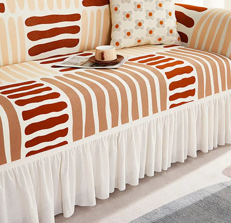 Crfatop 1 Piece Couch Cover with Skirt