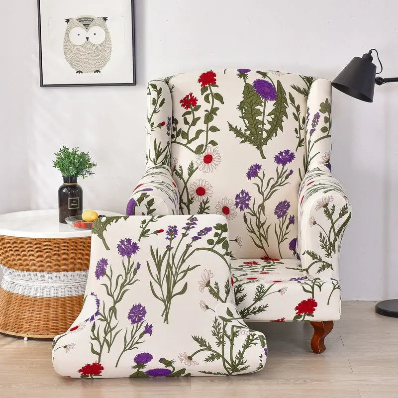 Crfatop 2 Piece Stretch Spandex Wingback Chair Slipcover