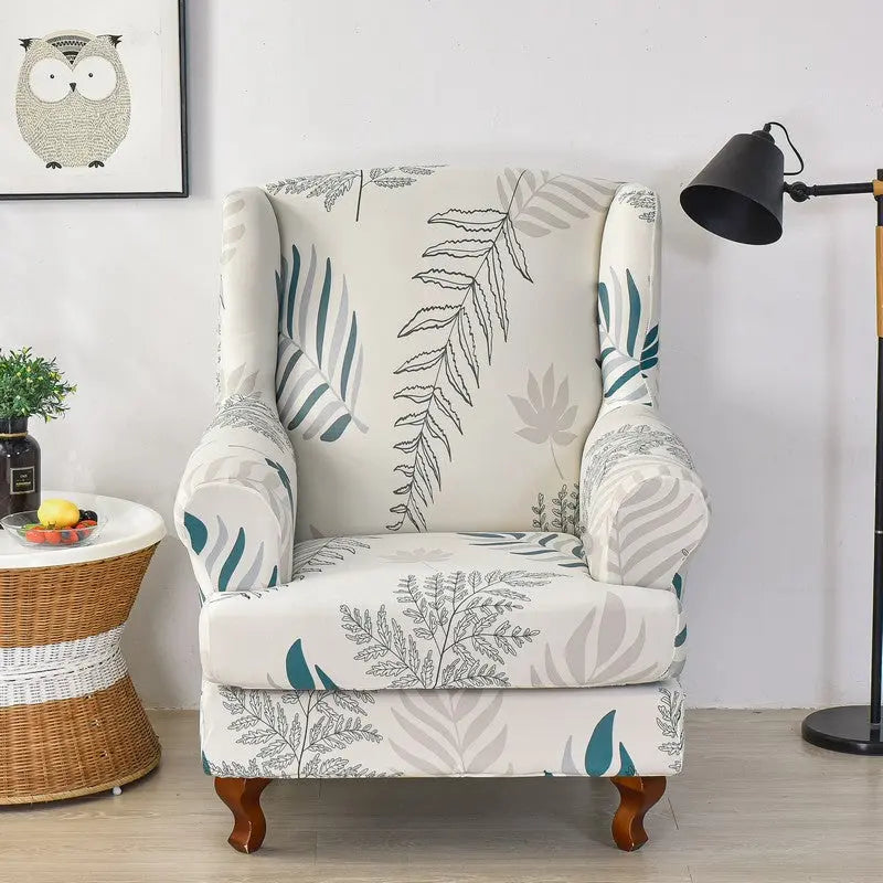 Crfatop 2 Piece Stretch Spandex Wingback Chair Slipcover Grey