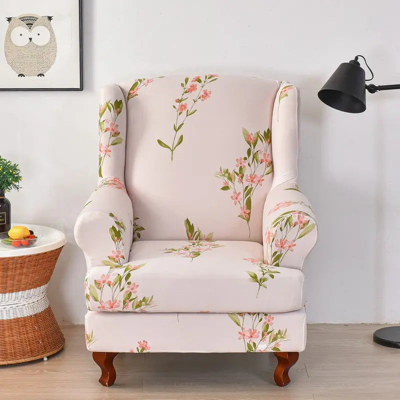 Crfatop 2 Piece Stretch Spandex Wingback Chair Slipcover Pink