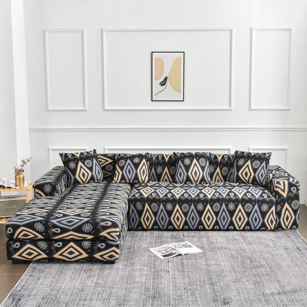 Crfatop 2pcs Sectional Couch Covers Black