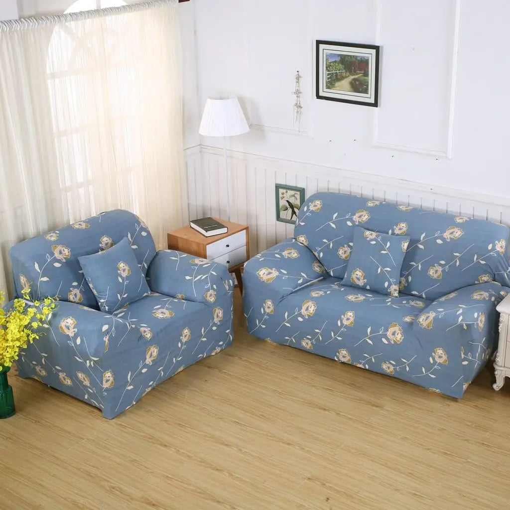 Crfatop Printed One-piece Sofa Slipcover For 1/2/3/4 Sofa M-2-SEATER-Blue