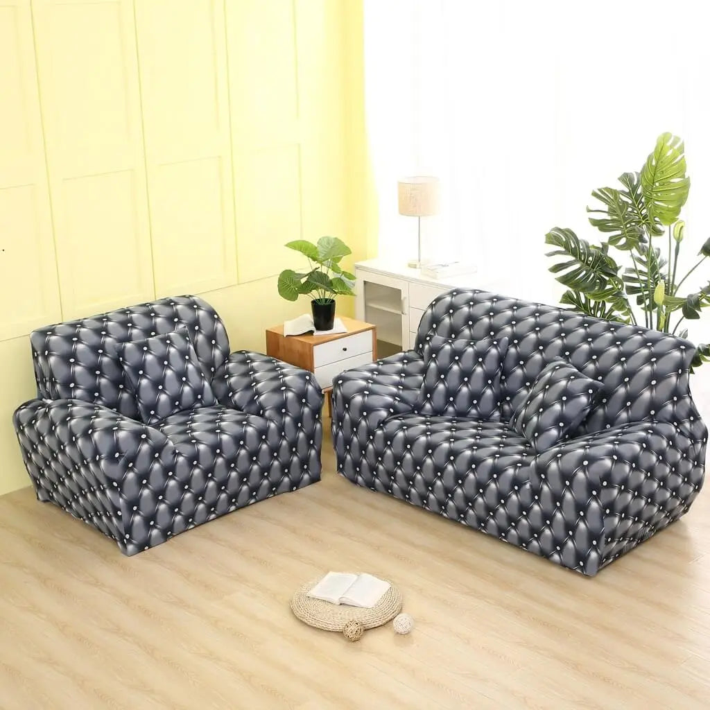 Crfatop Printed One-piece Sofa Slipcover For 1/2/3/4 Sofa M-2-SEATER-Dark-Grey