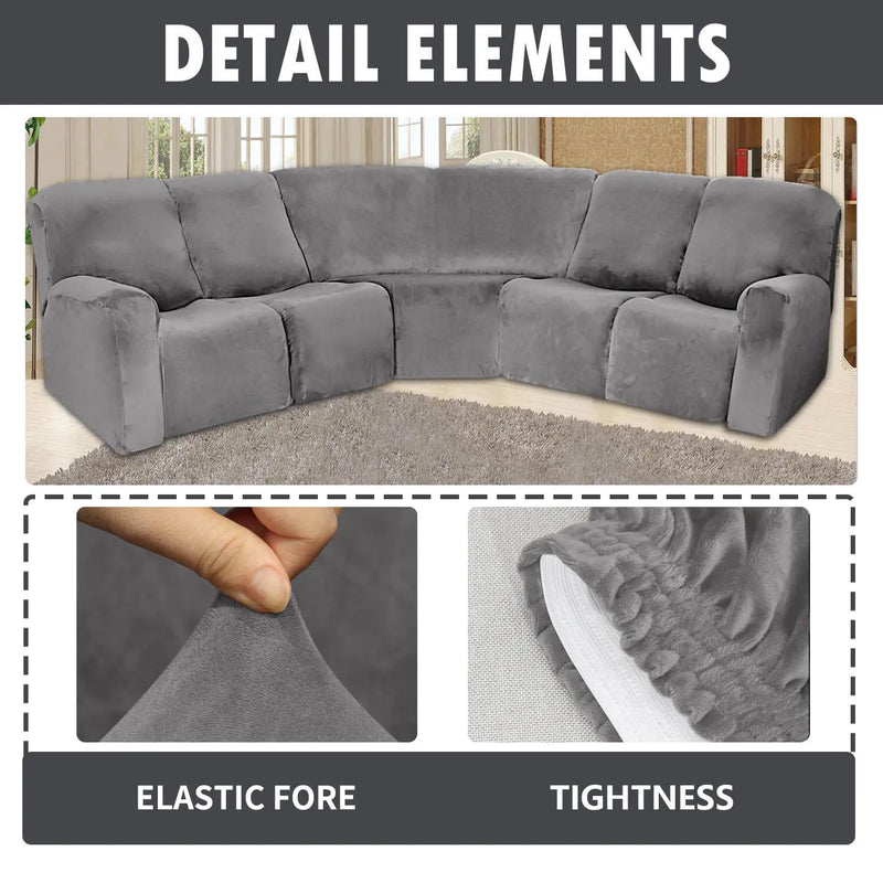 Crfatop 5-seater L Shape Sofa Cover with Recliner