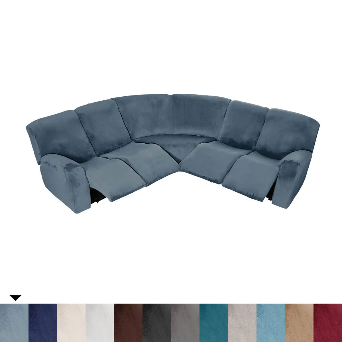 Crfatop 5-seater L Shape Sofa Cover with Recliner Light-Blue