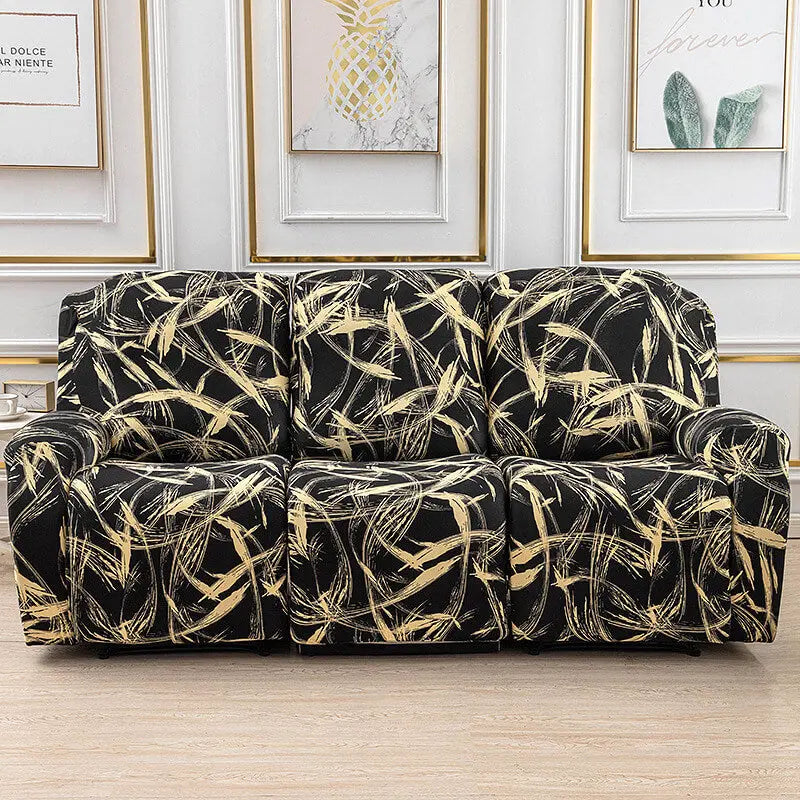 Crfatop 8-Pieces Lazy Boy Couch Cover for Recliner with Elastic Bottom Black