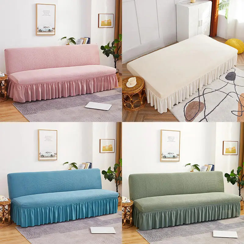 Crfatop Armless Futon Cover with Skirt Ruffled Futon Sofa Bed Cover