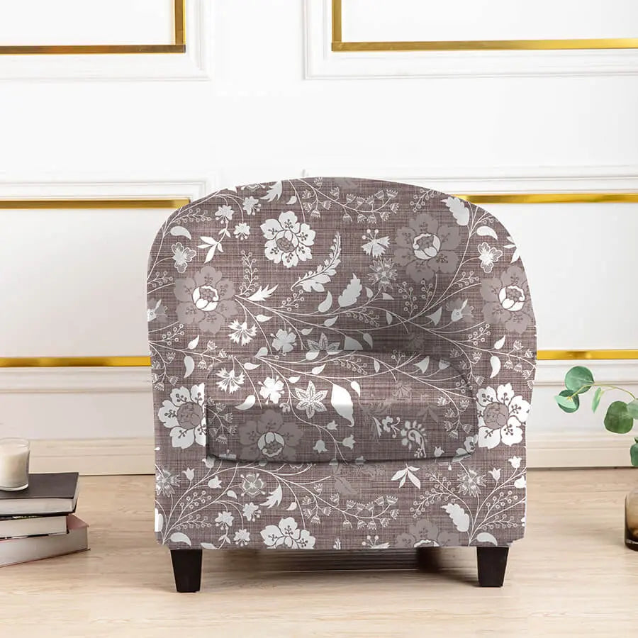 Crfatop Chic Printed Club Chair Slipcover with Box Cushion Cover 2-Packs-Khaki
