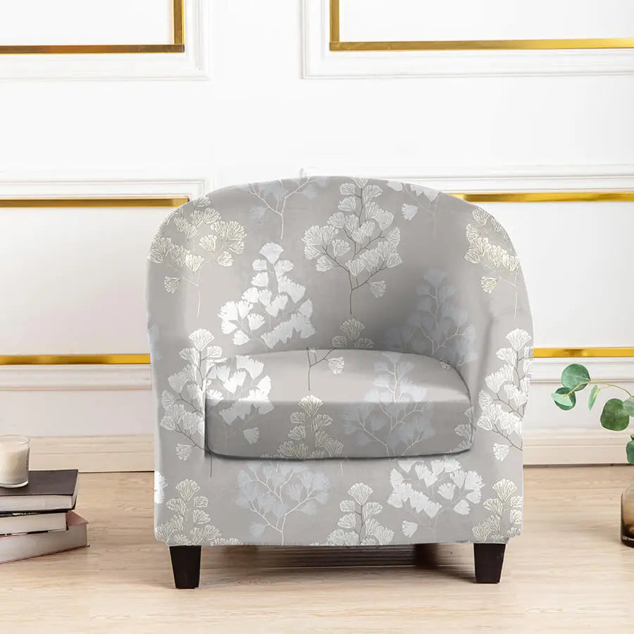 Crfatop Chic Printed Club Chair Slipcover with Box Cushion Cover 2-Packs-Grey