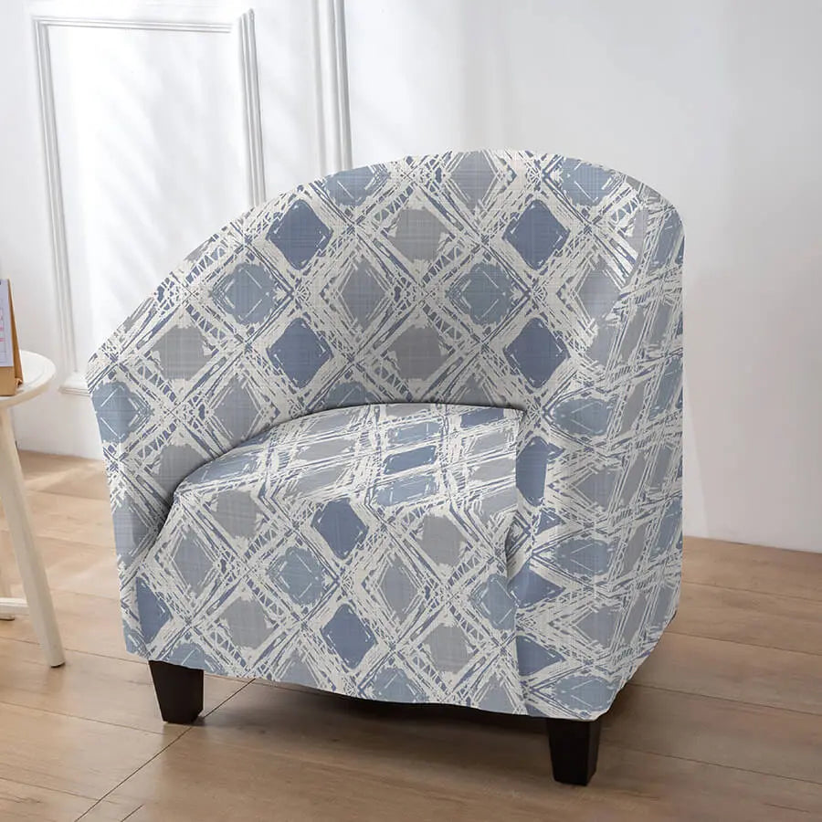 Crfatop Chic Printed Club Chair Slipcover with Box Cushion Cover 2-Packs-Blue-Striped