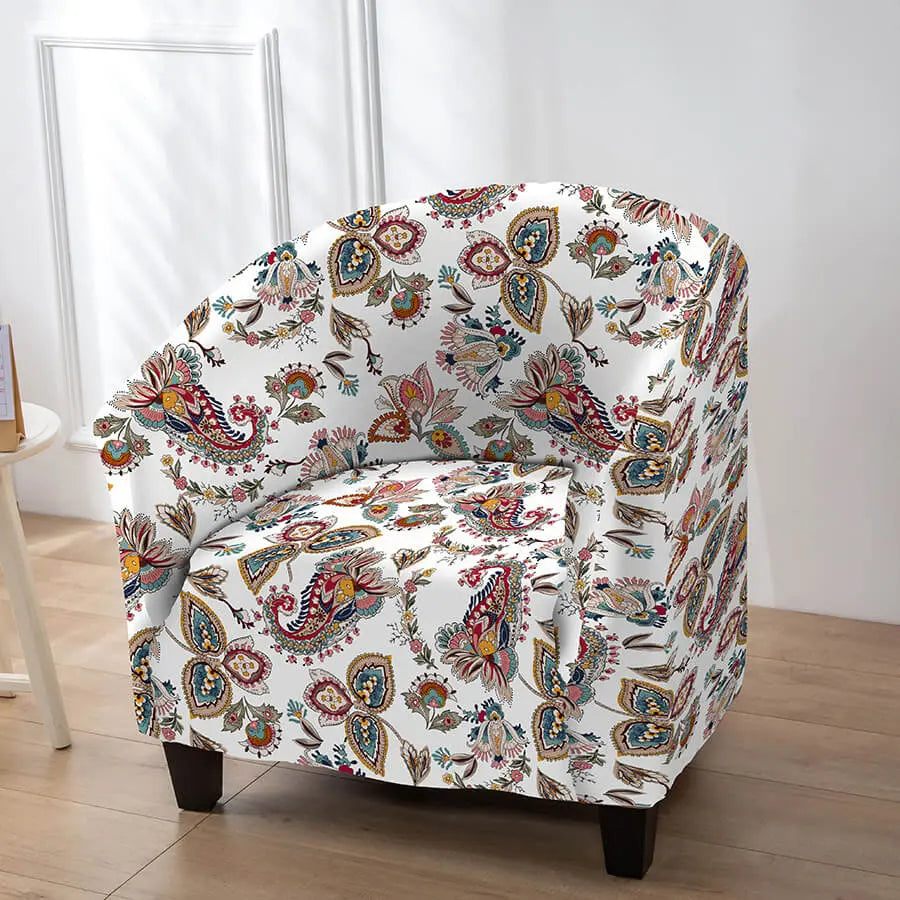 Crfatop Chic Printed Club Chair Slipcover with Box Cushion Cover 2-Packs-White
