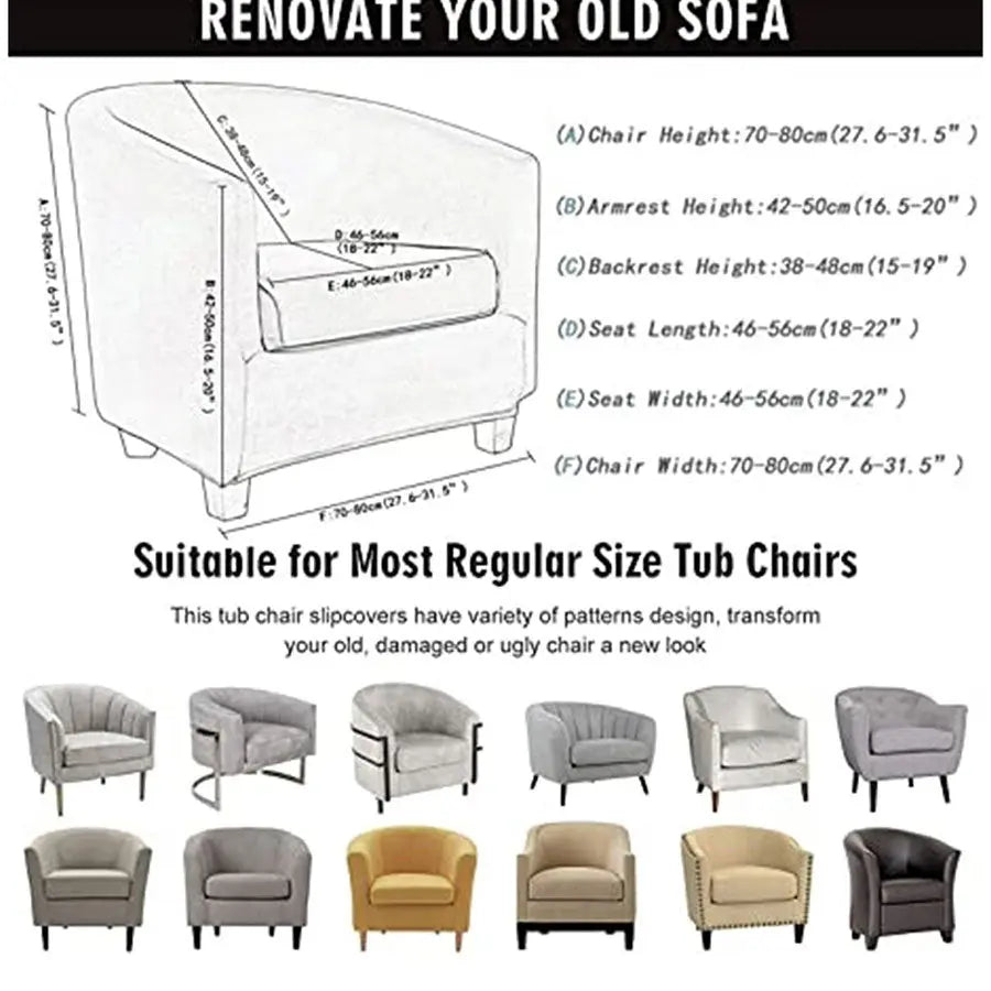 Crfatop Chic Printed Club Chair Slipcover with Box Cushion Cover