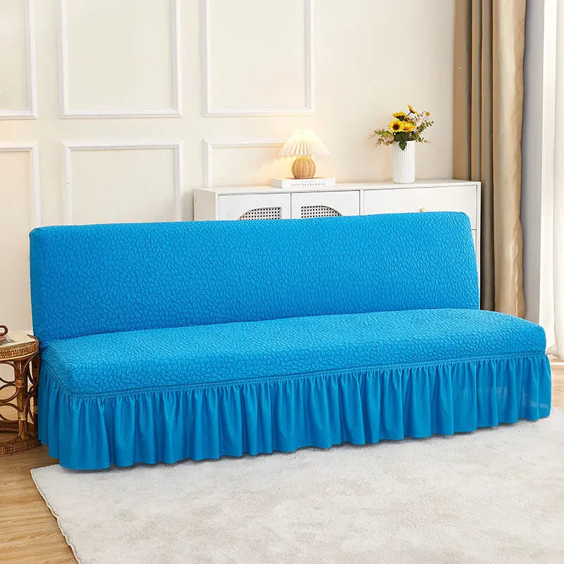 Crfatop Elegant Embossed Bubble Folding Sofa Bed Cover Blue