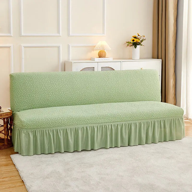 Crfatop Elegant Embossed Bubble Folding Sofa Bed Cover Light-Green