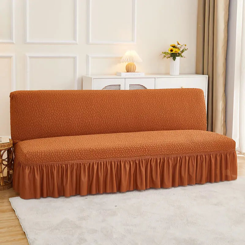 Crfatop Elegant Embossed Bubble Folding Sofa Bed Cover Caramel