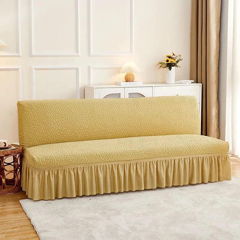 Crfatop Elegant Embossed Bubble Folding Sofa Bed Cover Yellow