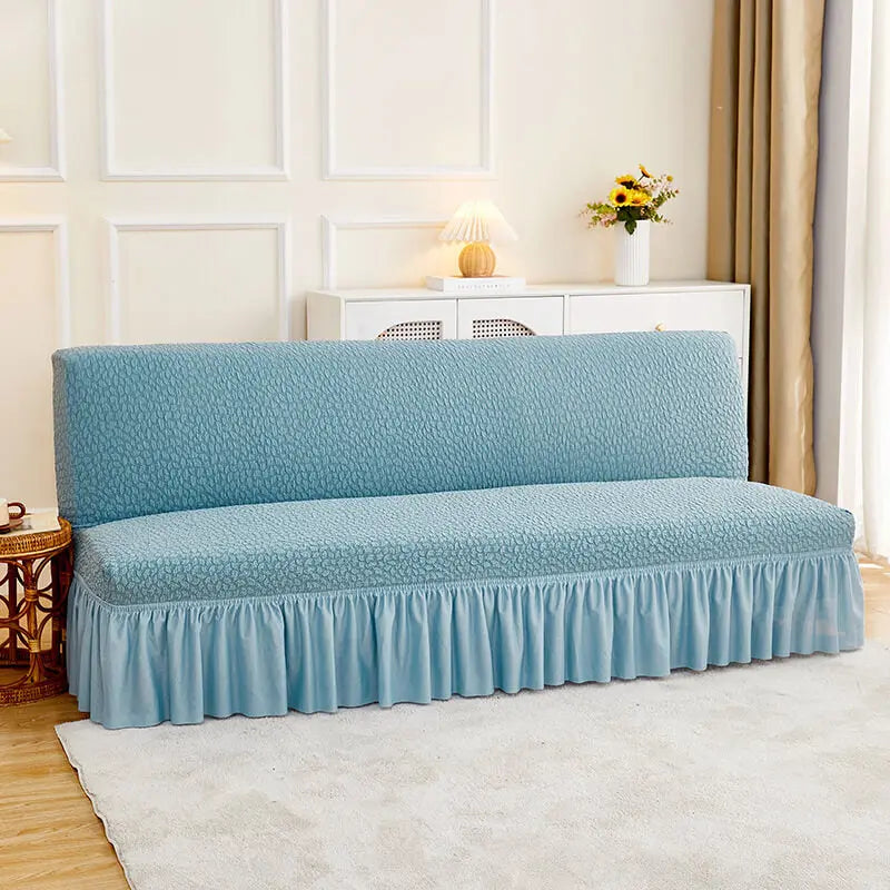 Crfatop Elegant Embossed Bubble Folding Sofa Bed Cover Light-Blue