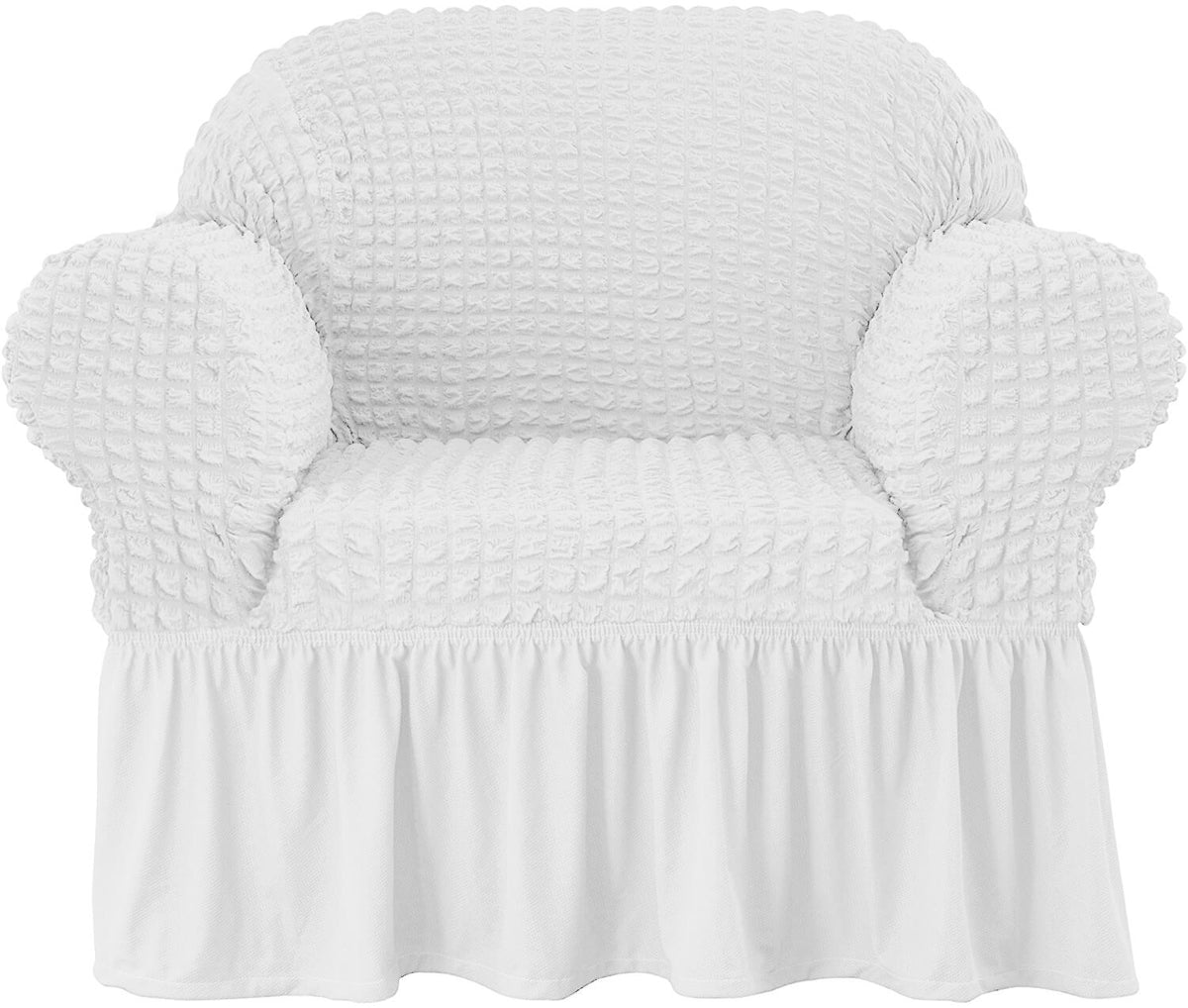 Crfatop Elegant Ruffled Armchair Sofa Cover White