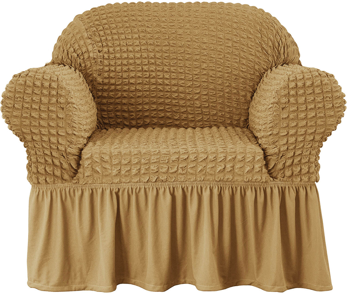 Crfatop Elegant Ruffled Armchair Sofa Cover Khaki