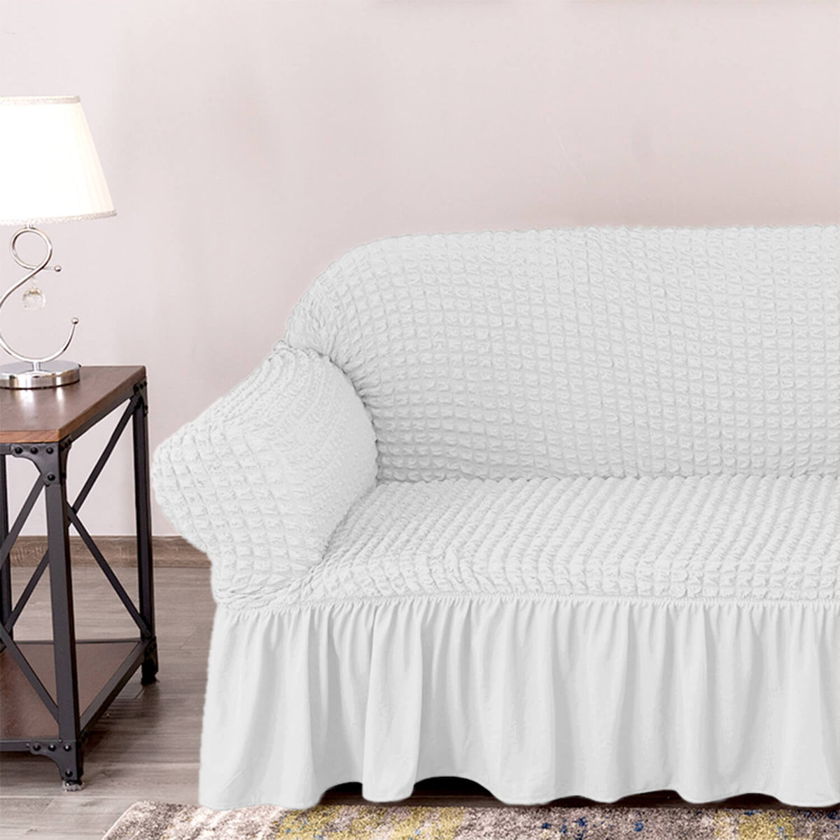 Crfatop Elegant Ruffled Armchair Sofa Cover 