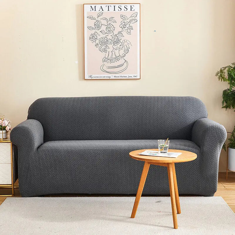 Summer Fitted Jacquard Sofa Cover One-piece Couch Cover Seat Cover, S / Dark Grey
