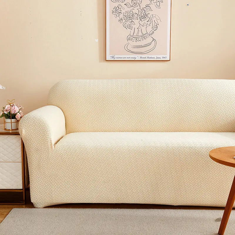 Summer Fitted Jacquard Sofa Cover One-piece Couch Cover Seat Cover, XL / Beige