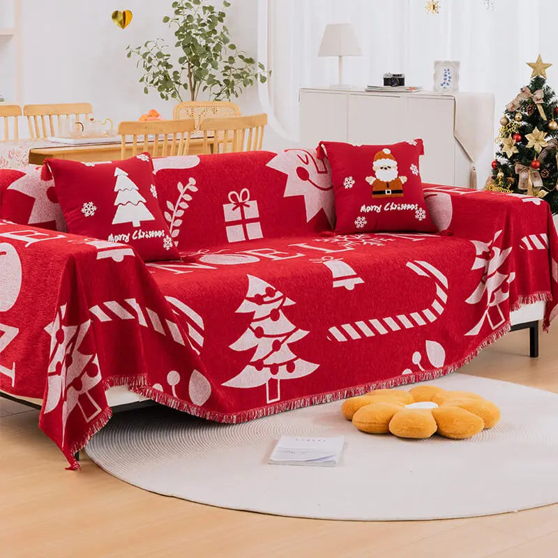 Crfatop High Quality Christmas Chenille Sofa Cover Red Couch Cover 180-200cm-70.8-78.84-in-Christmas-Gift