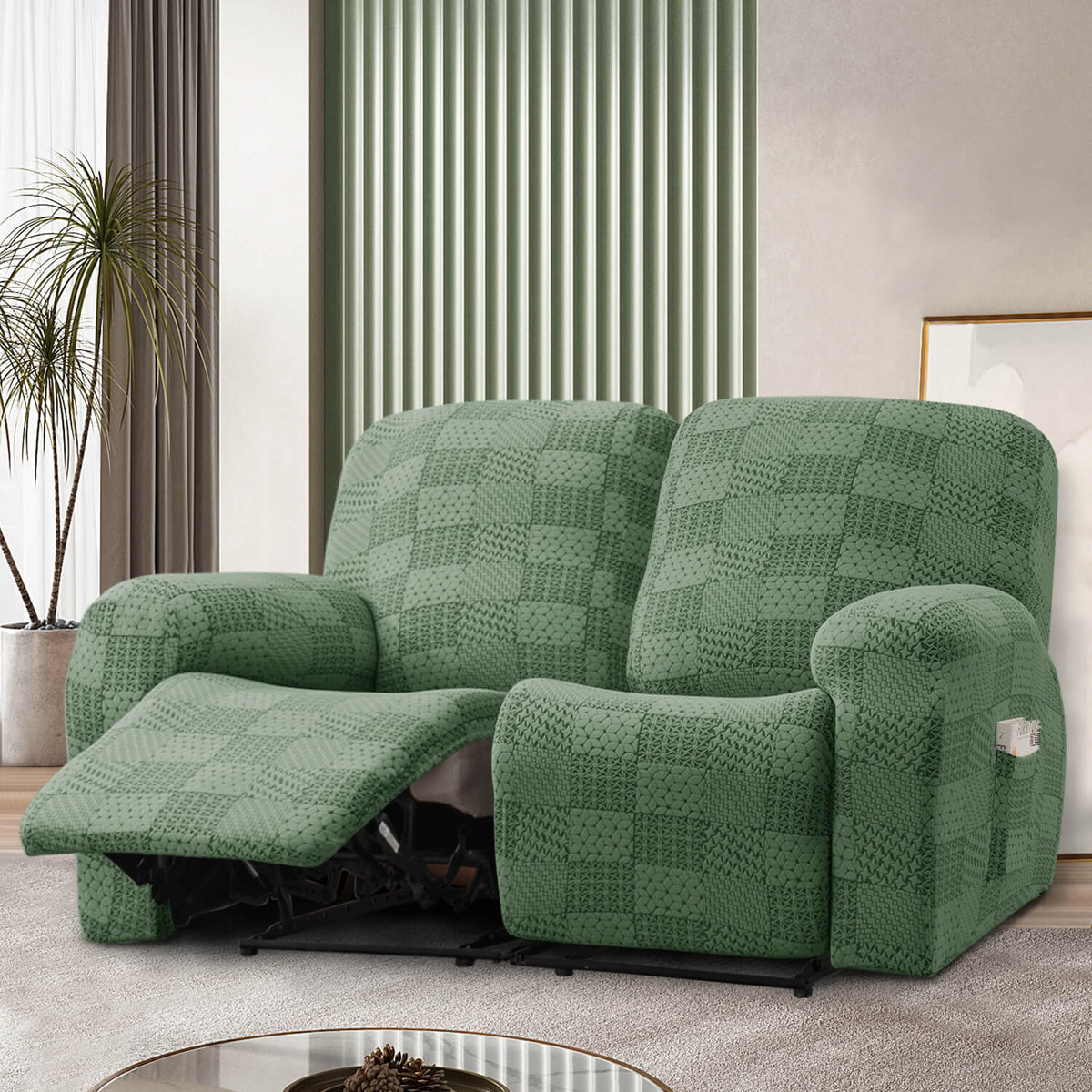 Crfatop High Quality Recliner Couch Cover Box Cushion Sofa Cover Recliner2-seaterMintGreen